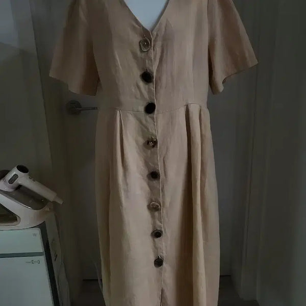 [BUNJANG] MAGjAY Beige Linen Long Dress / MAGjAY베이지색 린넨 롱 원피스