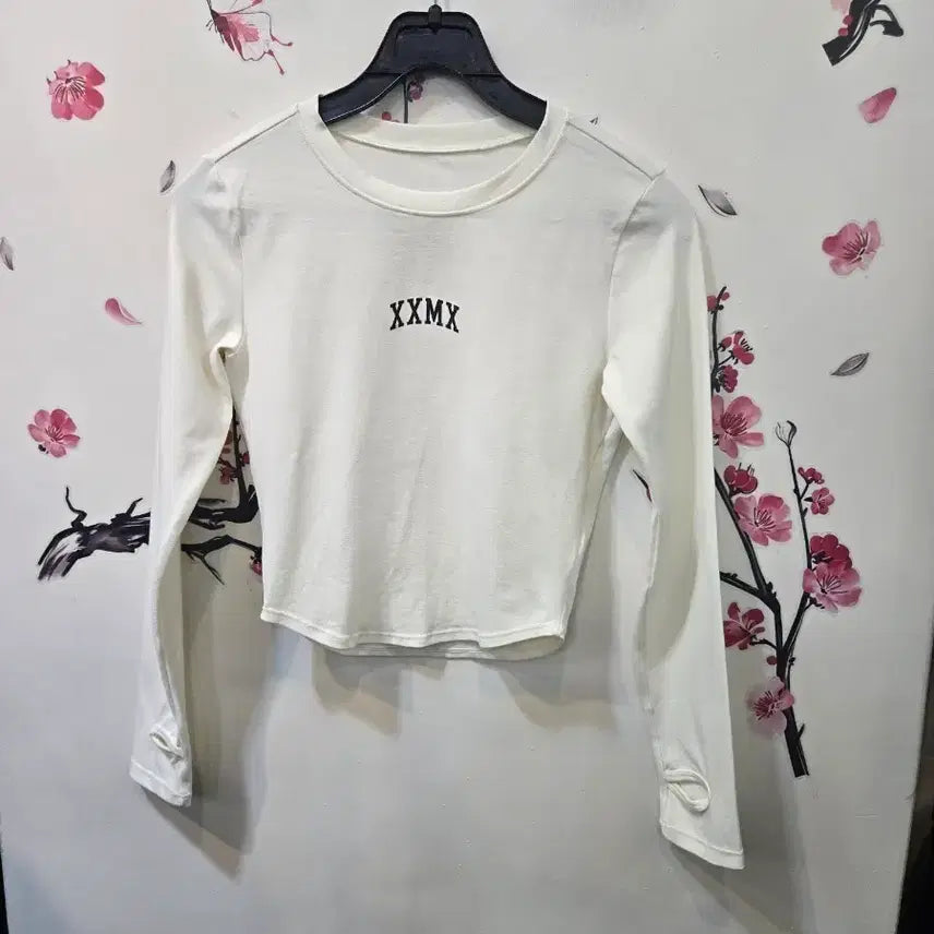[BUNJANG] Xexymix XXMX Cropped Long Sleeve T-Shirt - Size S / 젝시믹스 화이트 XXMX 크롭 긴팔 티셔츠 S