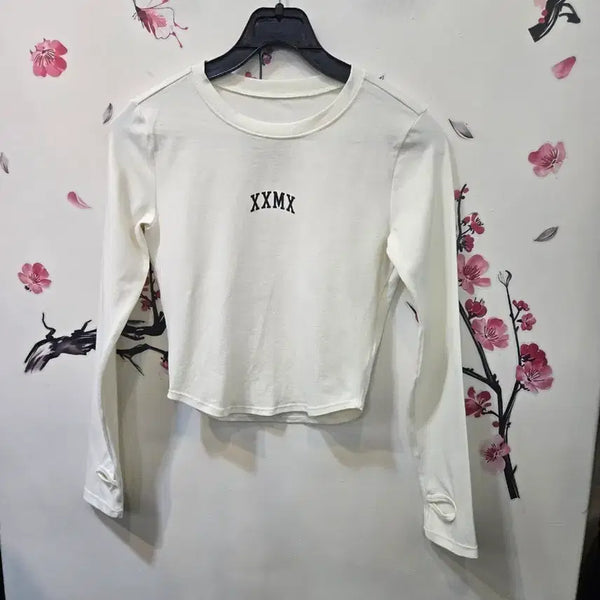 [BUNJANG] Xexymix XXMX Cropped Long Sleeve T-Shirt - Size S / 젝시믹스 화이트 XXMX 크롭 긴팔 티셔츠 S