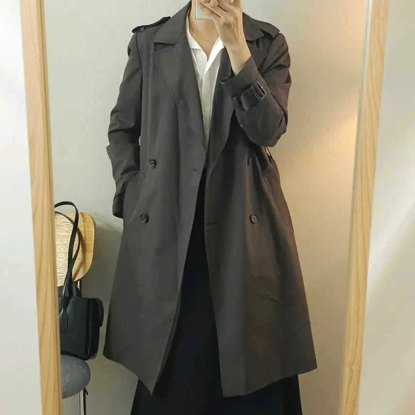 [BUNJANG] The I'Z Women's Long-Sleeve Trench Coat Khaki Brown / (88-90-160)더아이잗 여성 긴팔 트렌치 코트 카키브라운 W4694