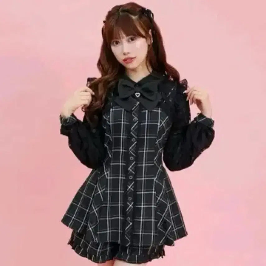 [BUNJANG] Shimmy Honey Lace Bolero Round Check Setup / 급전) 시허니 레이스 볼레로 라운드 체크 셋업 실사o