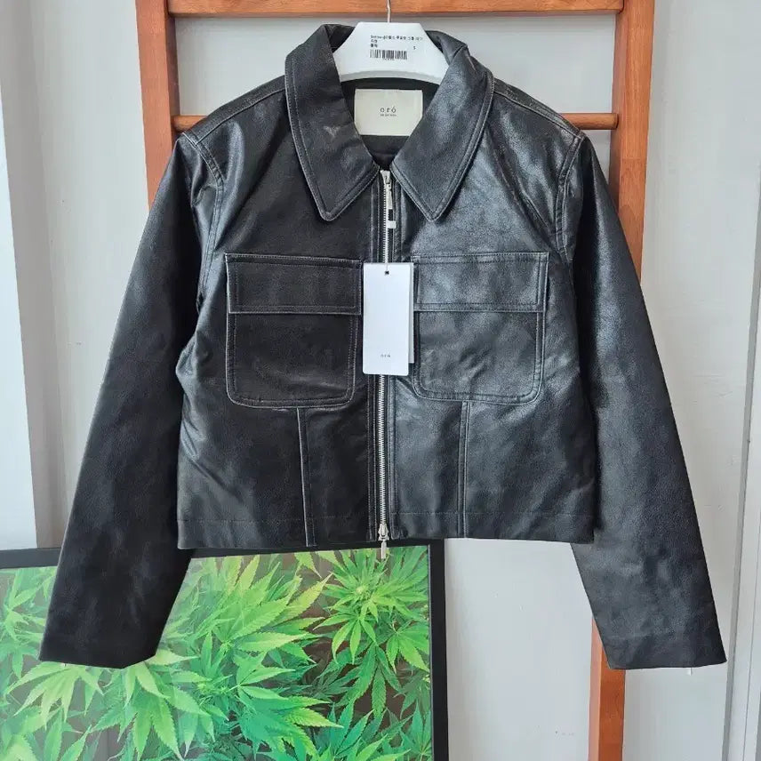 [BUNJANG] ORO Black Leather Cropped Jacket (New) / (새상품)ORO 오로 블랙 레더 크롭 자켓