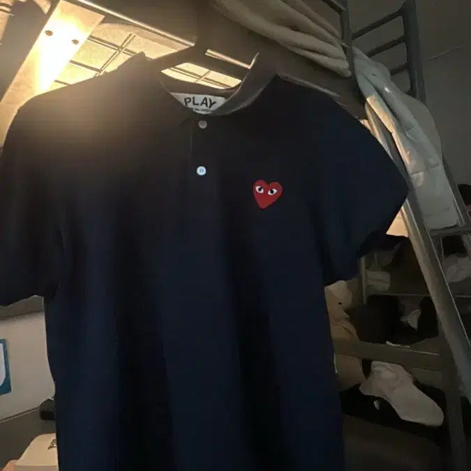 [BUNJANG] Comme des Garçons Navy Collar Short Sleeve T-Shirt M / 꼼데가르송 네이비 카라 반팔 M