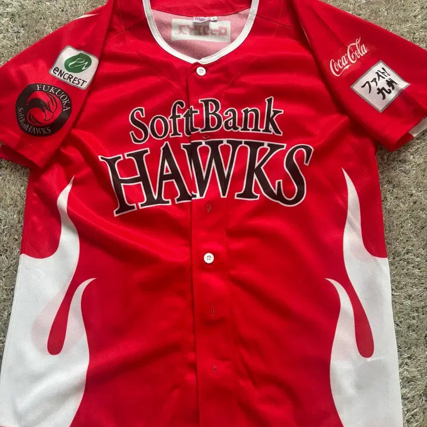 [BUNJANG] Softbank Hawks Japanese Baseball Uniform - Red, Size 100-105 / 일본 프로야구 소프트벵크 유니폼 사이즈 100-105 빨강