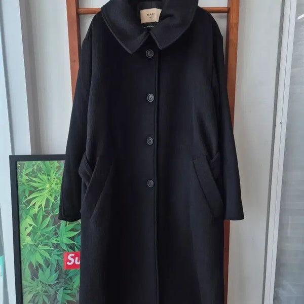 [BUNJANG] NAIN Belted Wool Coat Black / (새상품)NAIN 뒷단추 벨트코트 블랙