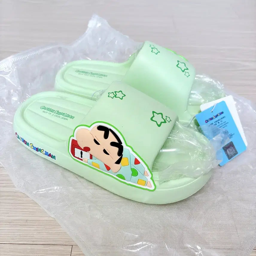 [BUNJANG] Crayon Shin-chan Shin-chan Green Slippers / [신상 정품] 짱구는못말려 짱구 슬리퍼 연두색