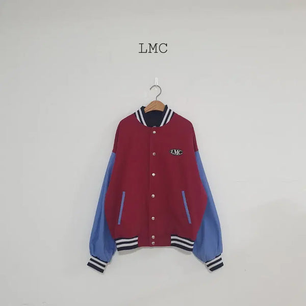 [BUNJANG] LMC Varsity Jacket Red Blue Color Block / No.26081002 LMC 바시티 자켓 레드 블루 배색