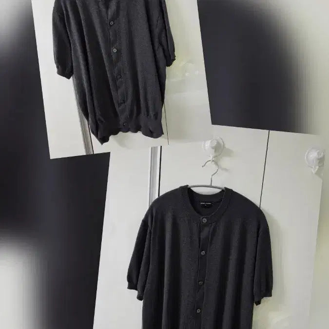 [BUNJANG]  무탠다드 Washable Supima Cotton Round Neck Short Sleeve Cardigan XL (Medium Gray) - Set of 2 / 무탠다드 워셔블 수피마 코튼 라운드 넥 반소매 가디건 XL [미디엄그레이] 2장