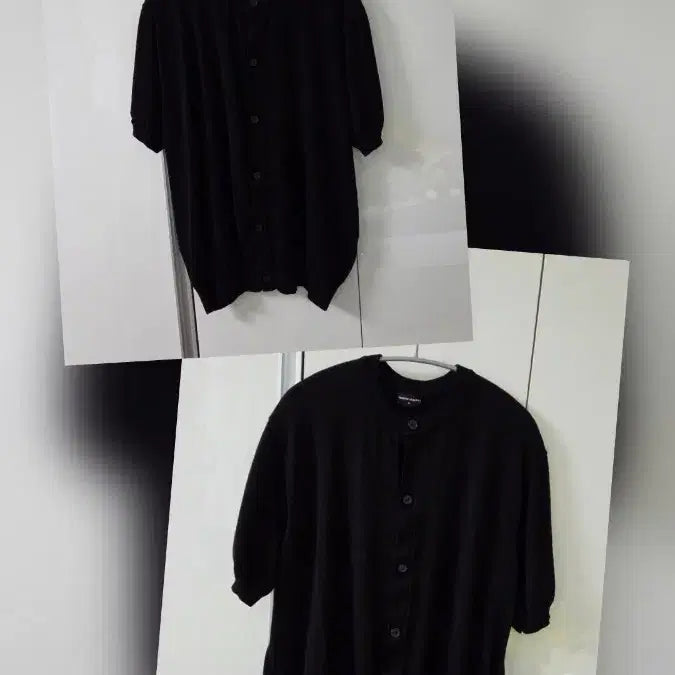 [BUNJANG] Matin Standard Washable Supima Cotton Round Neck Short Sleeve Cardigan XL Black / 무탠다드 워셔블 수피마 코튼 라운드 넥 반소매 가디건 XL [블랙] 2장