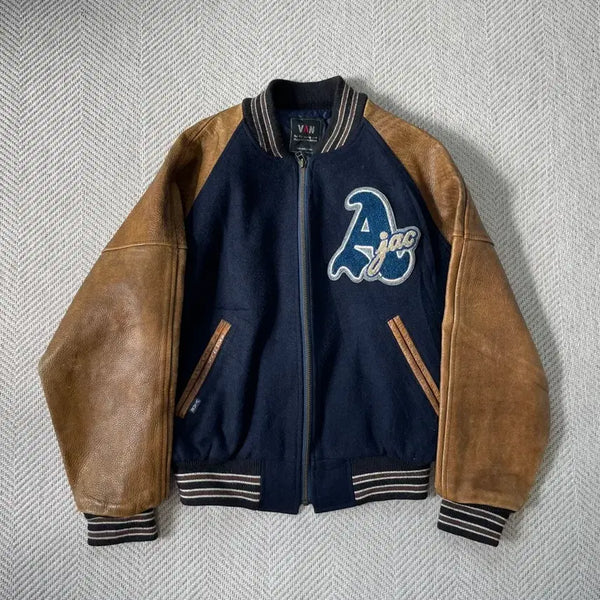 [BUNJANG] Van Jac Wool Cowhide Varsity Jacket / Van jac 울 소가죽 바시티 재킷