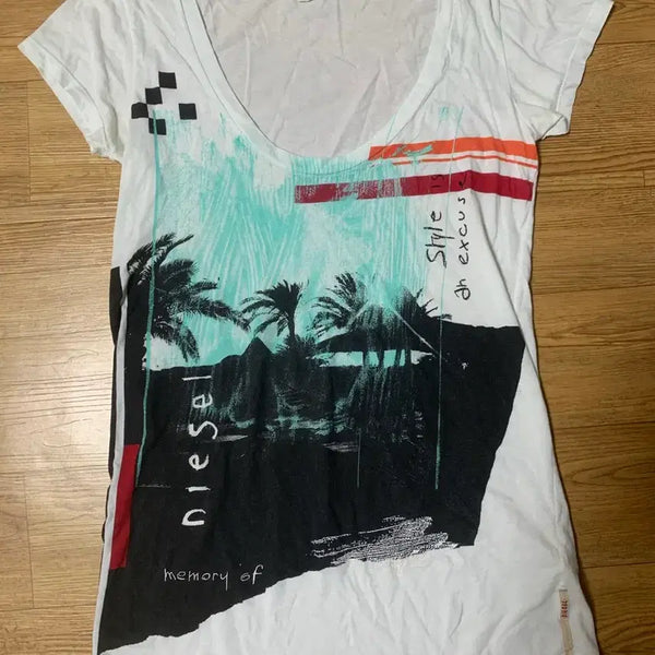 [BUNJANG] Diesel White Short Sleeve T-Shirt / 디젤 Diesel 화이트 반팔티셔츠