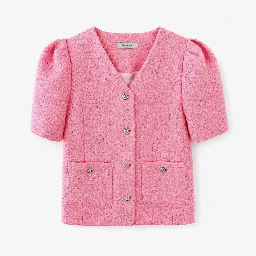 [BUNJANG] Byccini Jelly Pop Tweed Jacket Pink / [새상품] 바이씨니 제작 젤리팝 트위드 자켓