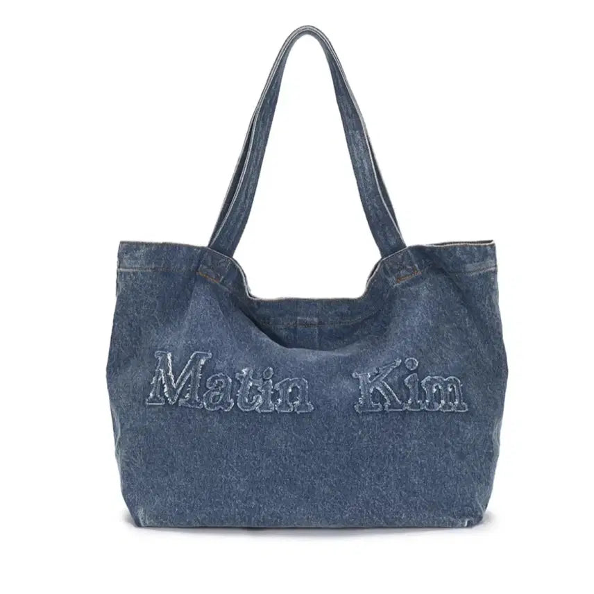 [BUNJANG] Matin Kim Logo Wide Denim Tote Bag / 마뗑킴 로고 와이드 데님 토트백 (새상품) 정가9.8만