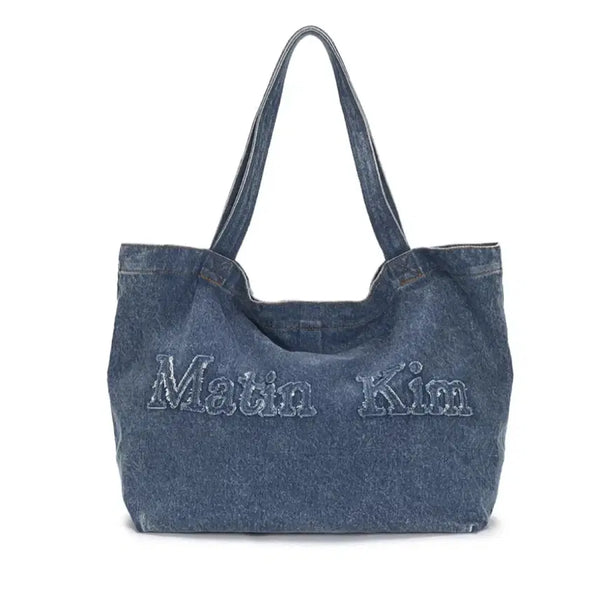 [BUNJANG] Matin Kim Logo Wide Denim Tote Bag / 마뗑킴 로고 와이드 데님 토트백 (새상품) 정가9.8만