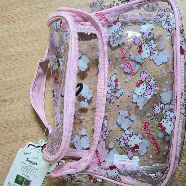 [BUNJANG] Sanrio Hello Kitty Transparent Pouch Pink / 산리오 헬로키티 투명 파우치 핑크