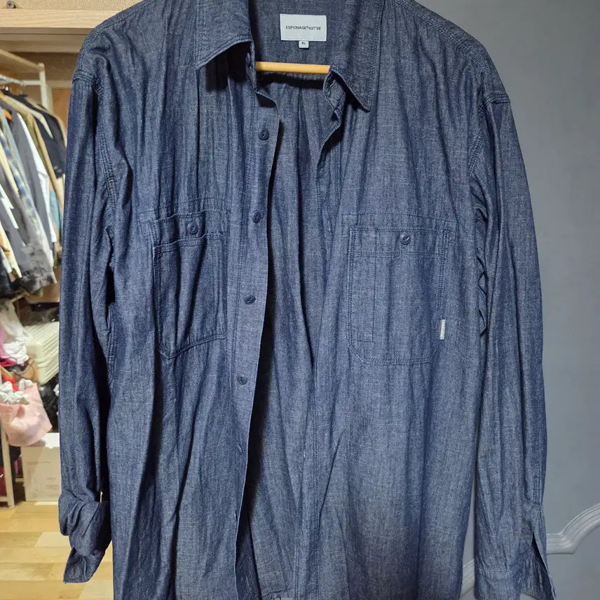 [BUNJANG] Espionage Chambray Work Shirt Indigo XL / 에스피오나지 / 샴브레이 워크 셔츠 / 인디고 XL 사이즈 판매