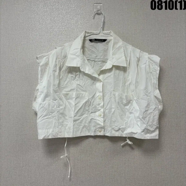 [BUNJANG] Zara White Cropped Shirt L / 자라 화이트 크롭 셔츠 L
