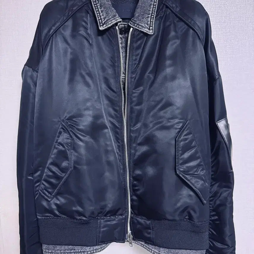 [BUNJANG] Juun.J Black Denim Trucker MA-1 Jacket / 준지 / 트러커 마원(흑청) / 48