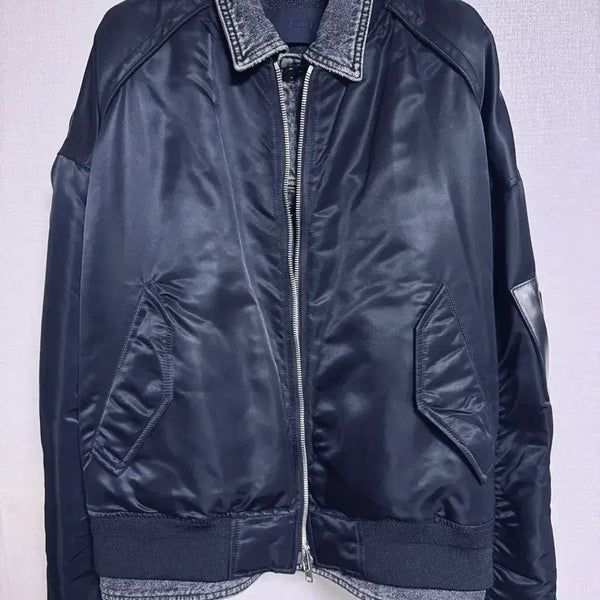 [BUNJANG] Juun.J Black Denim Trucker MA-1 Jacket / 준지 / 트러커 마원(흑청) / 48