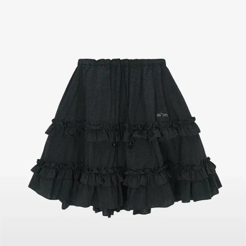 [BUNJANG] ASSOON Check Tiered Midi Skirt Black / 애즈온 체크 캉캉 미디 스커트 블랙