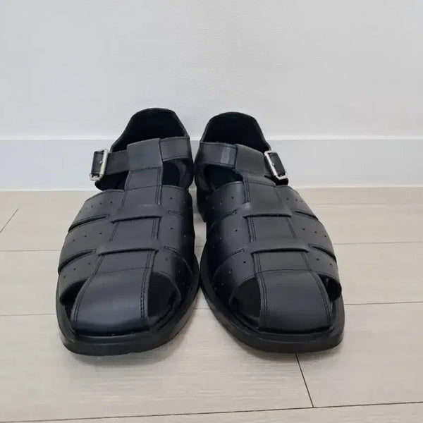 [BUNJANG] Romantic Move Grace Fisherman Sandals Black Leather / 275) 로맨틱무브 그레이스 피셔맨 샌들