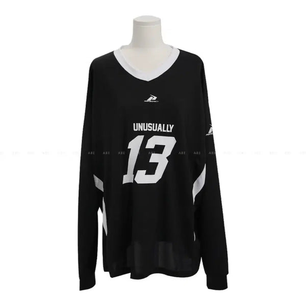 [BUNJANG] Unisex Oversized Jersey Mesh Rugby Long Sleeve Shirt / 남녀공용 오버핏 저지 매쉬 럭비 13 메쉬 긴팔 롱슬리브