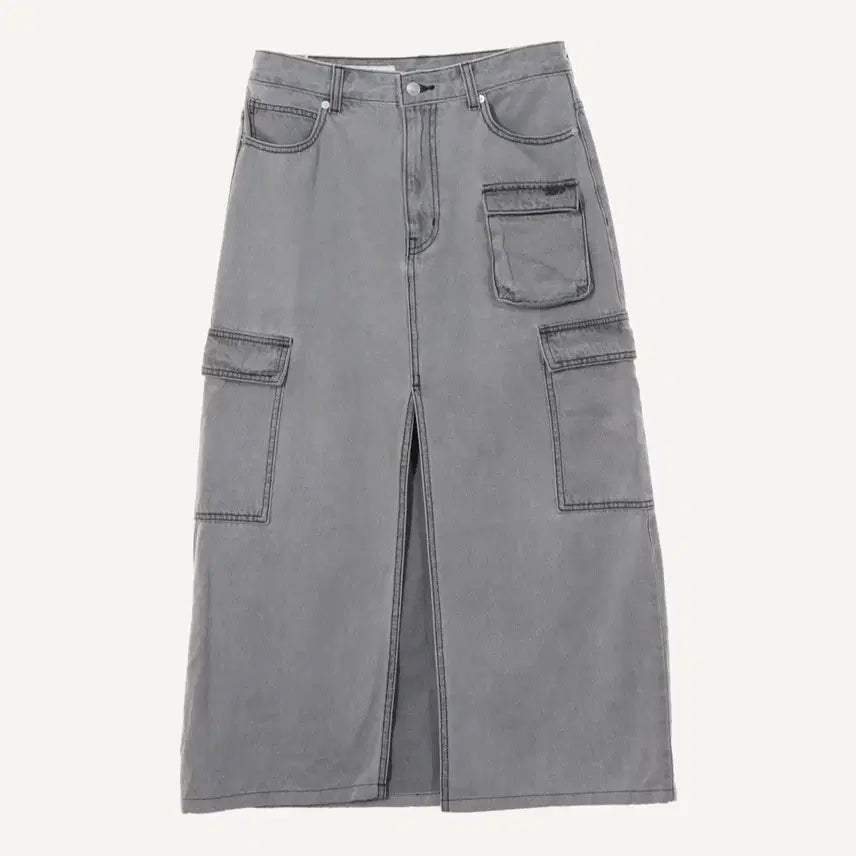 [BUNJANG] 8seconds Grey Cargo Maxi Skirt L / 8seconds 그레이 카고 맥시 롱스커트 L