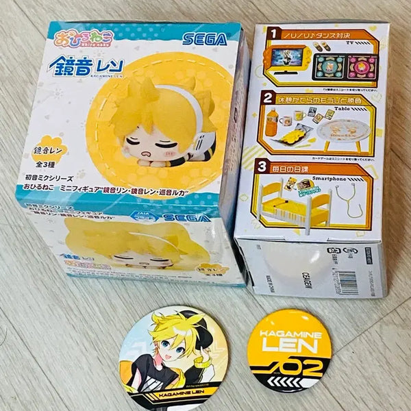 [BUNJANG] Kagamine Len Bed Figure, Nekko Figure & Badge Set / 린렌룸(침대)&렌 네코 피규어&렌 뱃지 세트