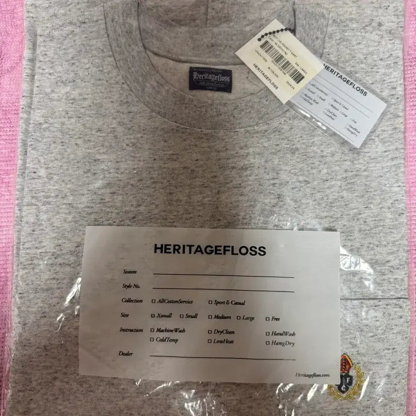 [BUNJANG] Heritage Floss Crest 14s Pocket Tee (M.Grey, L) / 헤리티지 플로스 반팔