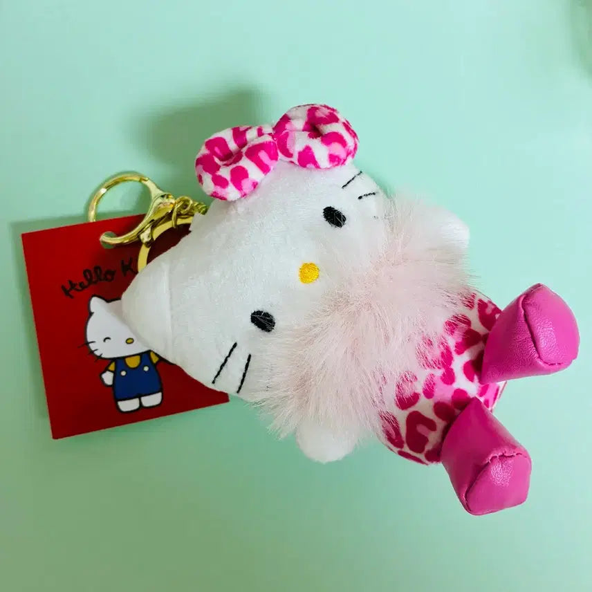 [BUNJANG] Hello Kitty Pink Leopard Plush Keychain / 헬로키티 핑크 레오파드 인형 키링