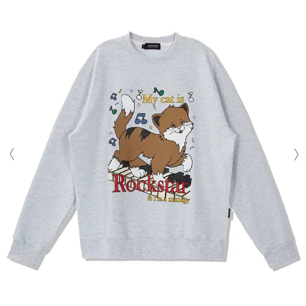 [BUNJANG] Joggerish Rockstar Cat Sweatshirt / 조거쉬 락스타 캣 맨투맨