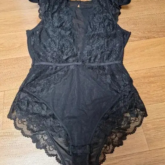 [BUNJANG] Black Lace Slip Bodysuit - Medium / (새상품) 블랙 레이스 슬립 바디수트 M