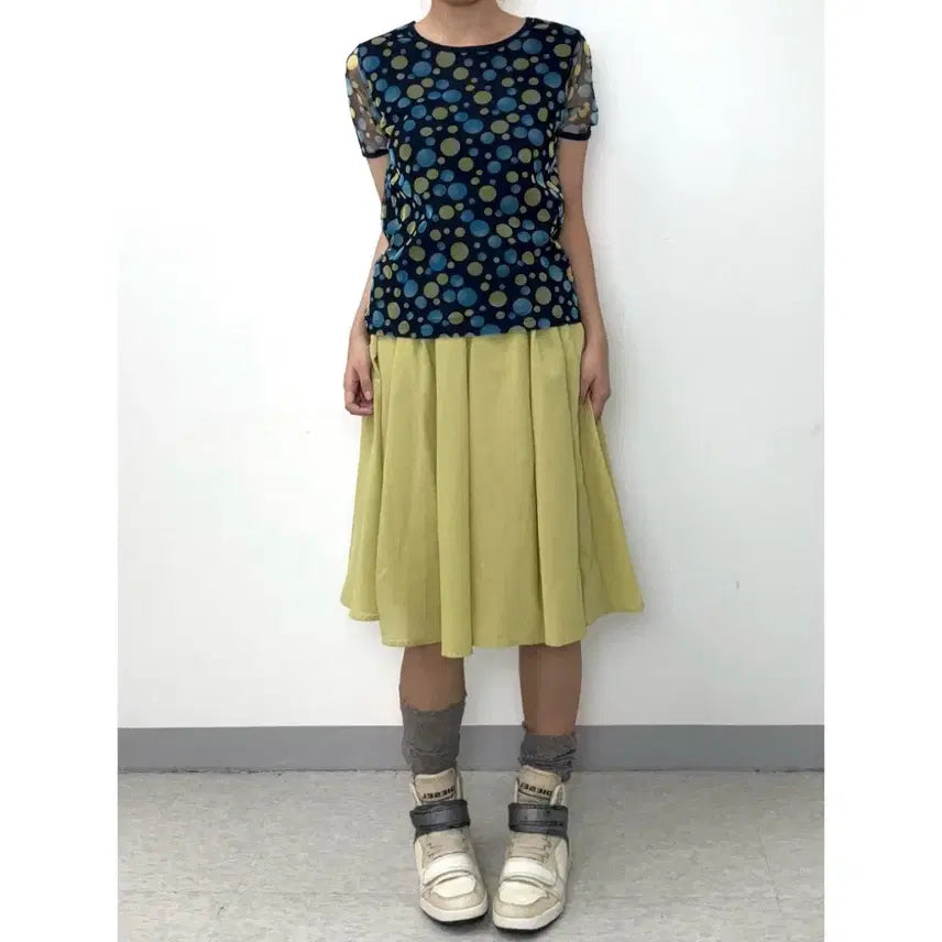 [BUNJANG] Rope Picnic Pleated Midi Skirt / 일본빈티지 플리츠 미디 스커트 치마