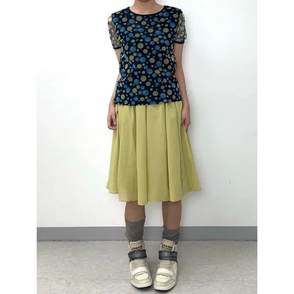 [BUNJANG] Rope Picnic Pleated Midi Skirt / 일본빈티지 플리츠 미디 스커트 치마