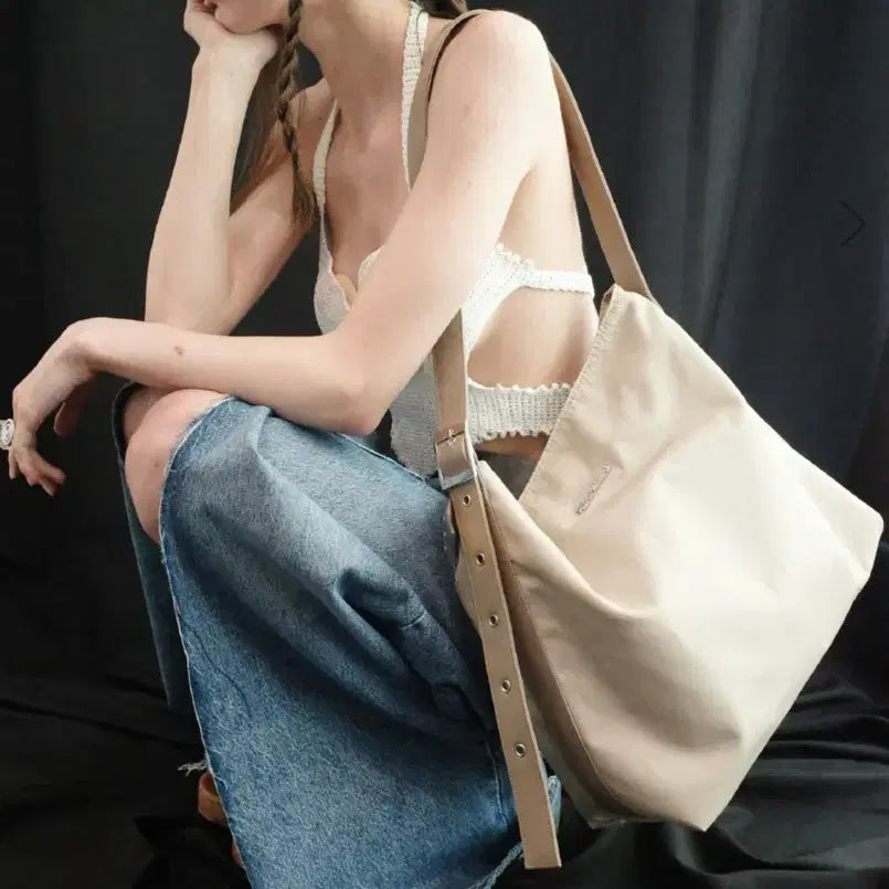 [BUNJANG] Fill in the Blank Nylon Basket Bag Beige / 필인더블랭크 Nylon Basket Bag 나일론 바스켓 백 베이지 보부상 백