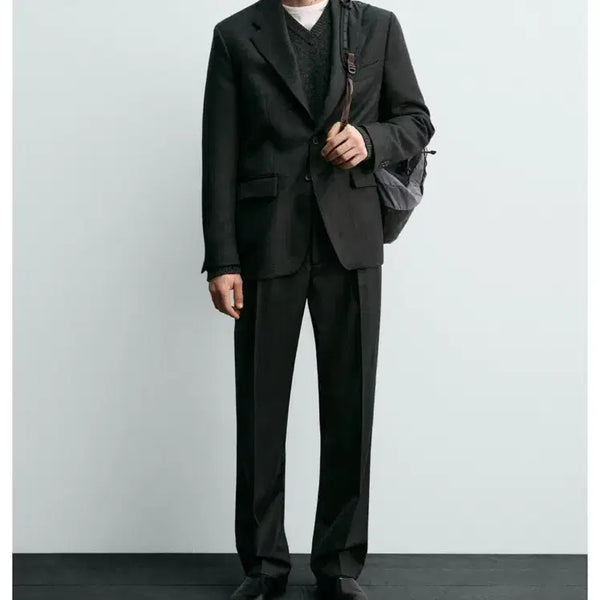[BUNJANG] ZARA x Aaron Levin Twill Wool Blazer Dark Gray Size 46 / (새상품) 자라 x 아론레빈 트윌 울 블레이저 다크 그레이 46