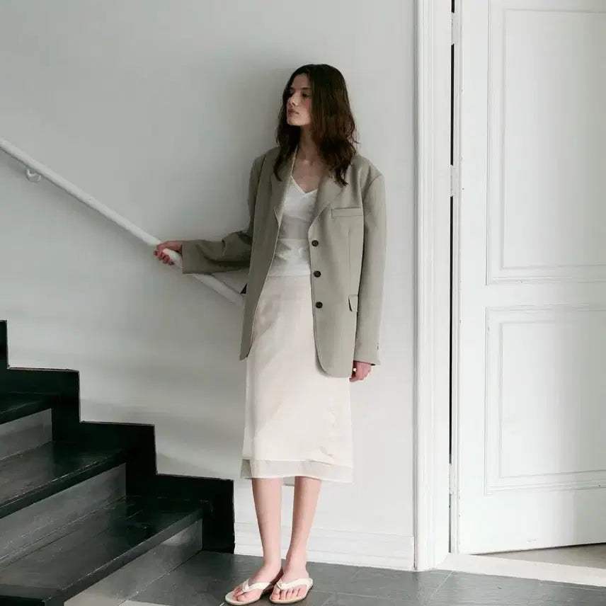 [BUNJANG] Arto Satin Layered Skirt / 아르토 새틴 레이어드 스커트