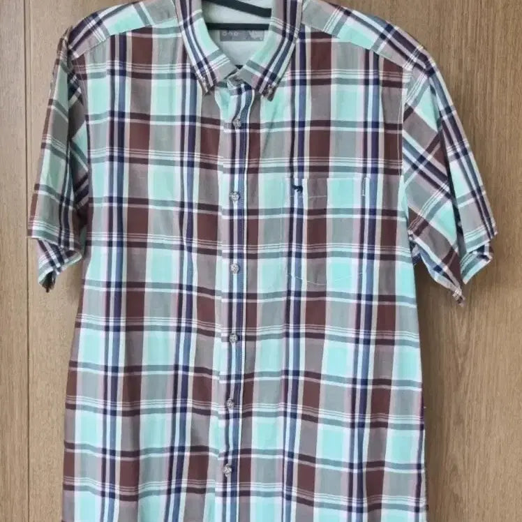 [BUNJANG] PAT Check Short Sleeve Shirt - Size 100 / PAT 체크 반팔 남방 남성 셔츠 100