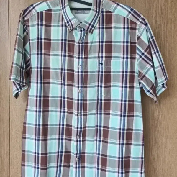 [BUNJANG] PAT Check Short Sleeve Shirt - Size 100 / PAT 체크 반팔 남방 남성 셔츠 100