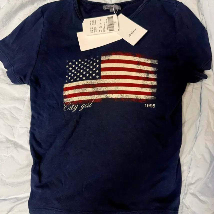 [BUNJANG] Subdude Flag Short Sleeve T-Shirt Navy XS / 섭듀드 성조기 반팔 티셔츠 xs 네이비