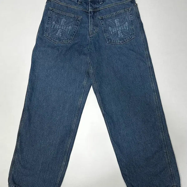 [BUNJANG] Heritageplus Alfred Iron Cross Reverse Denim Pants / 헤리티지플로스 알프레드 아이언크로스 리버스 데 님 33