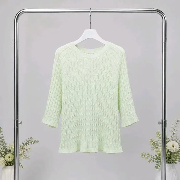 [BUNJANG] LATT Cable Back Button Knit Top 90 Size Mint / 한섬 LATT 래트 2023 케이블 백버튼 니트 90 사이즈