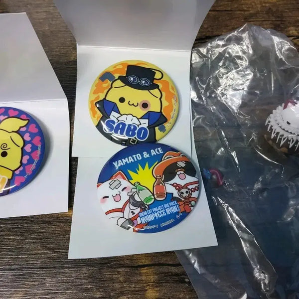 [BUNJANG] One Piece Nya-Piece Character Can Badge Set (Katakuri, Sanji, Sabo, Yamato, Ace) / 원피스 냥피스 카타쿠리+ 상디+사보+야마토, 에이스 캔뱃지 세트