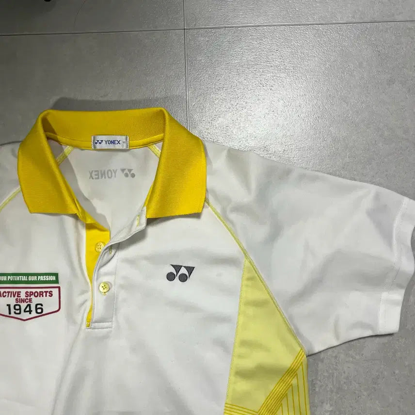[BUNJANG] Yonex PK Short Sleeve Polo T-Shirt White/Yellow / [M] 요넥스 pk 반팔 카라티 티셔츠 화이트/옐로우