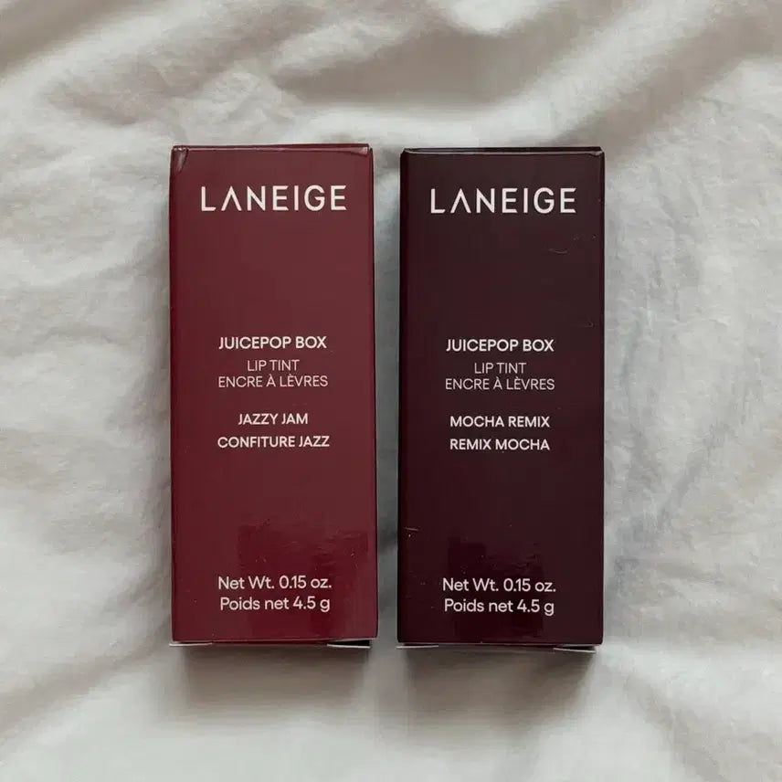 [BUNJANG] Laneige Juice Pop Box Lip Tint Jazzy Jam, Mocha Remix Bundle Set / [새상품/일괄] 라네즈 주스팝박스 립틴트 재지 잼, 모카 리믹스