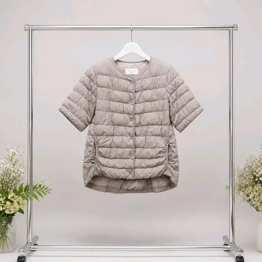 [BUNJANG] TIME (by Hansemm) Goose Down Half-Sleeve Padded Jacket / 한섬 TIME 타임 구스다운 반팔 패딩 자켓 82-94-160사이즈