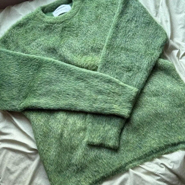 [BUNJANG] NOMANUAL Cropped Hairy Knit - Grass Green / 노매뉴얼 - [M] CROPPED HAIRY KNIT - GRASS GREEN