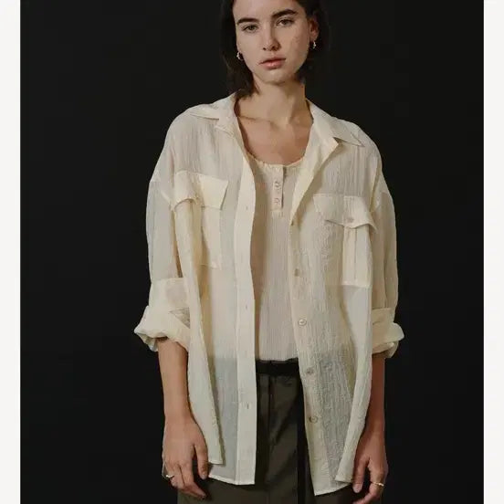 [BUNJANG] GED AIRY POCKET SHIRT - Butter / GED 게드 AIRY POCKET SHIRT - BUTTER