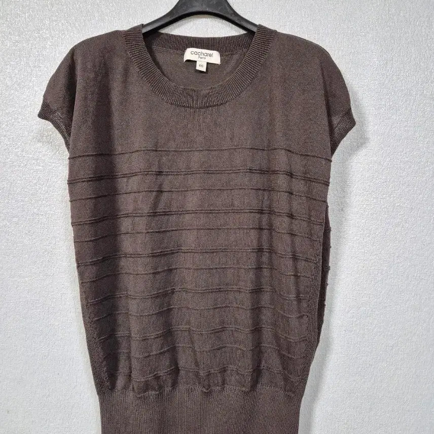[BUNJANG] Cacharel Rayon Short Sleeve Knit Brown 55-66 / 까샤렐 레이온 반팔 니트 브라운 55~66