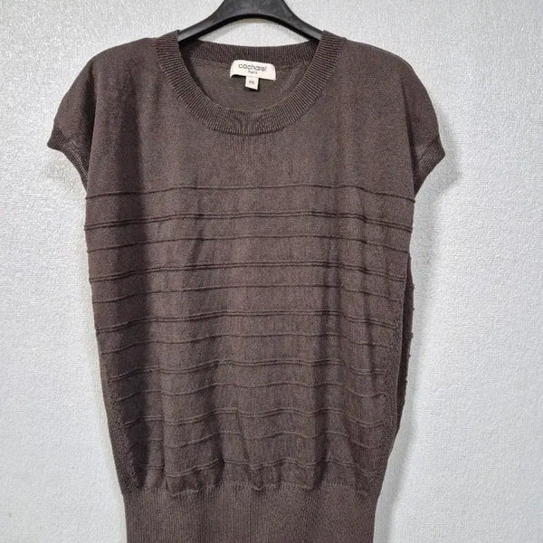 [BUNJANG] Cacharel Rayon Short Sleeve Knit Brown 55-66 / 까샤렐 레이온 반팔 니트 브라운 55~66
